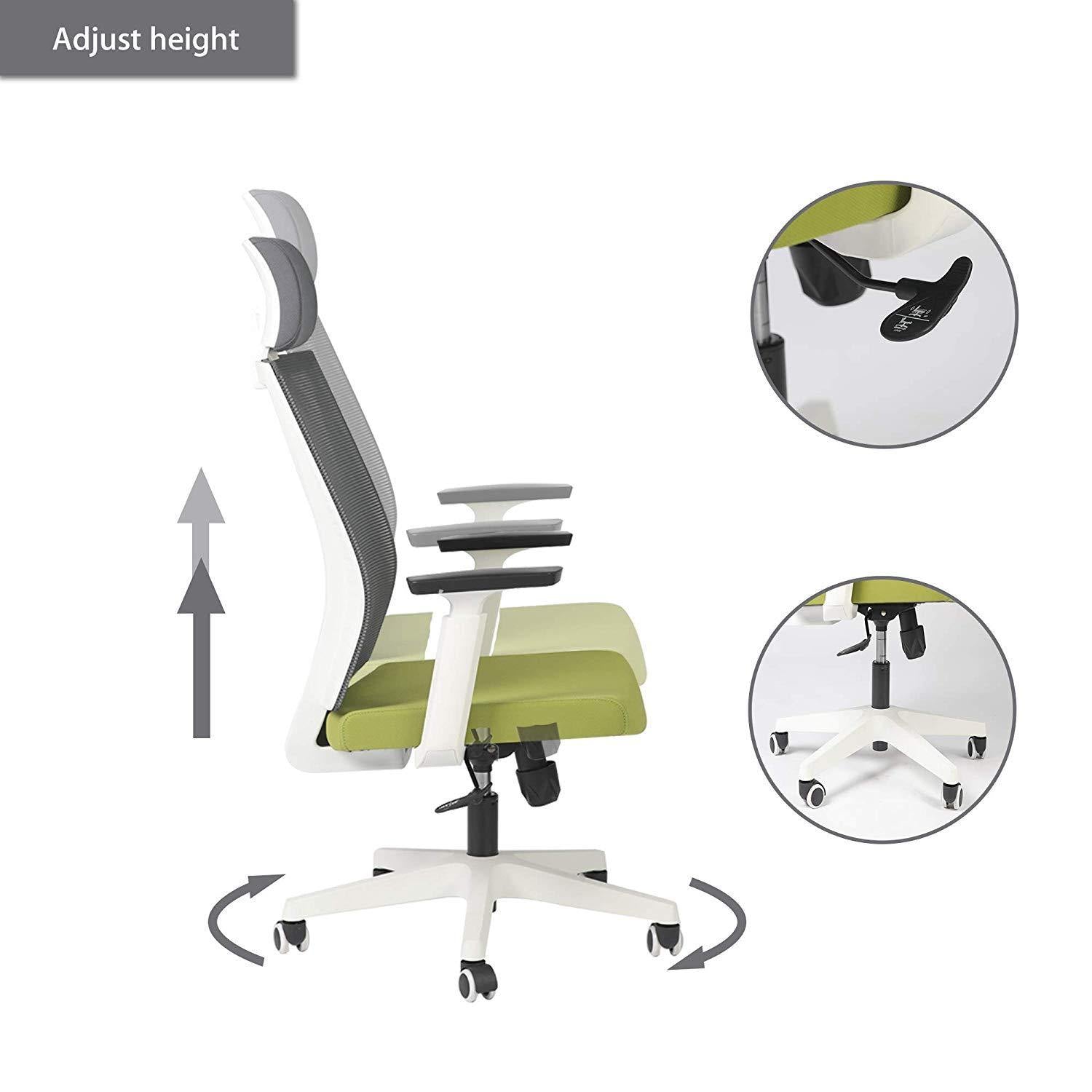 Bosonshop High Back Swivel Chair for Desk with Adjustable Headrest Office Chair Breathable Mesh Ergonomic Desk Chair