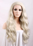 Wavy Light Ash Blonde Lace Front Synthetic Wig - Bosonshop