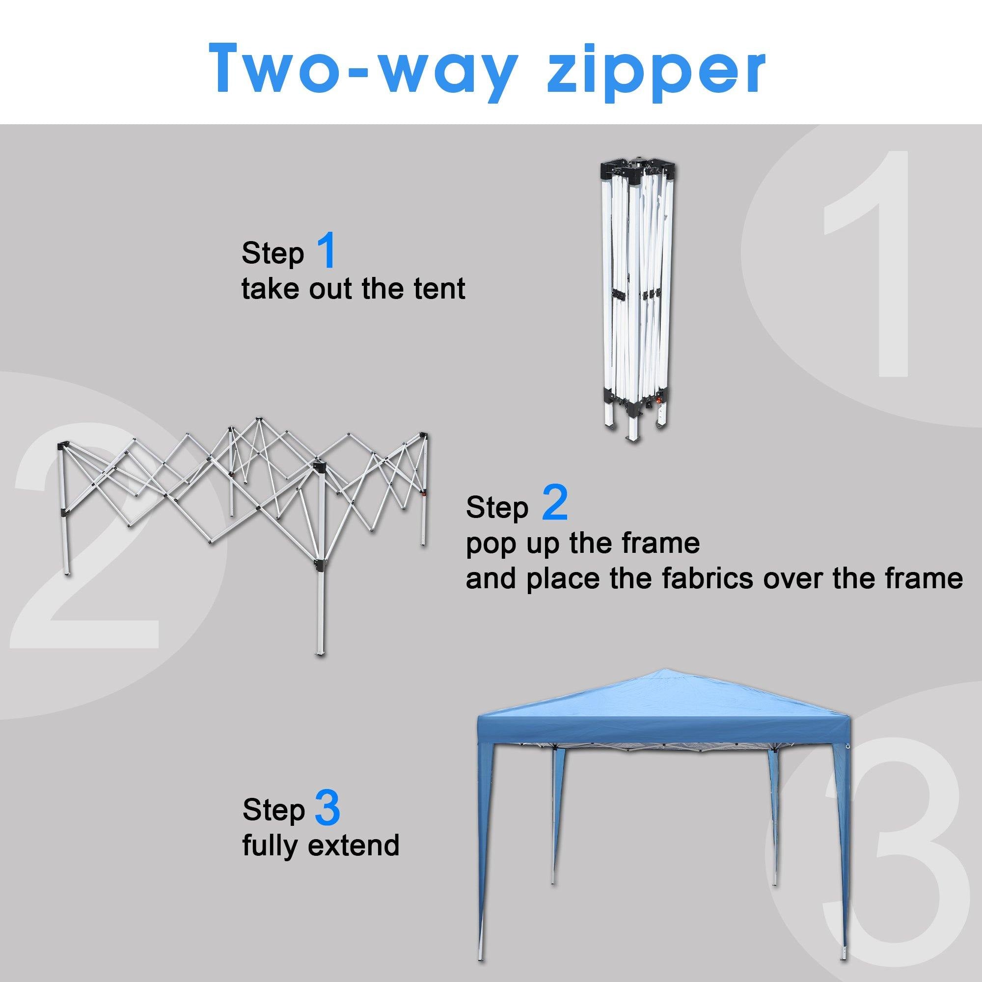 Pop Up Canopy Tent with Mesh Sidewall 10'x10'x8.2' Height Adjustable Outdoor Gazebos, Blue - Bosonshop