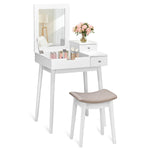 Vanity Table Set with Flip Mirror Desk Furniture Stool - Bosonshop