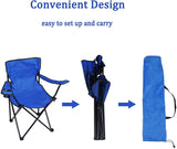 Portable Camping Chairs with Carry Bag and Cup Holder Folding Quad Chair Blue - Bosonshop