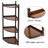 Bosonshop 4 Tier Bamboo Wall Corner Shelf Display Stand Freestanding Modular Shelving Bookcase Shelf
