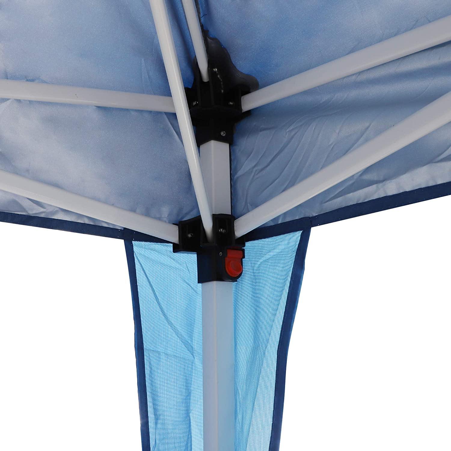 Pop Up Canopy Tent with Mesh Sidewall 10'x10'x8.2' Height Adjustable Outdoor Gazebos, Blue - Bosonshop