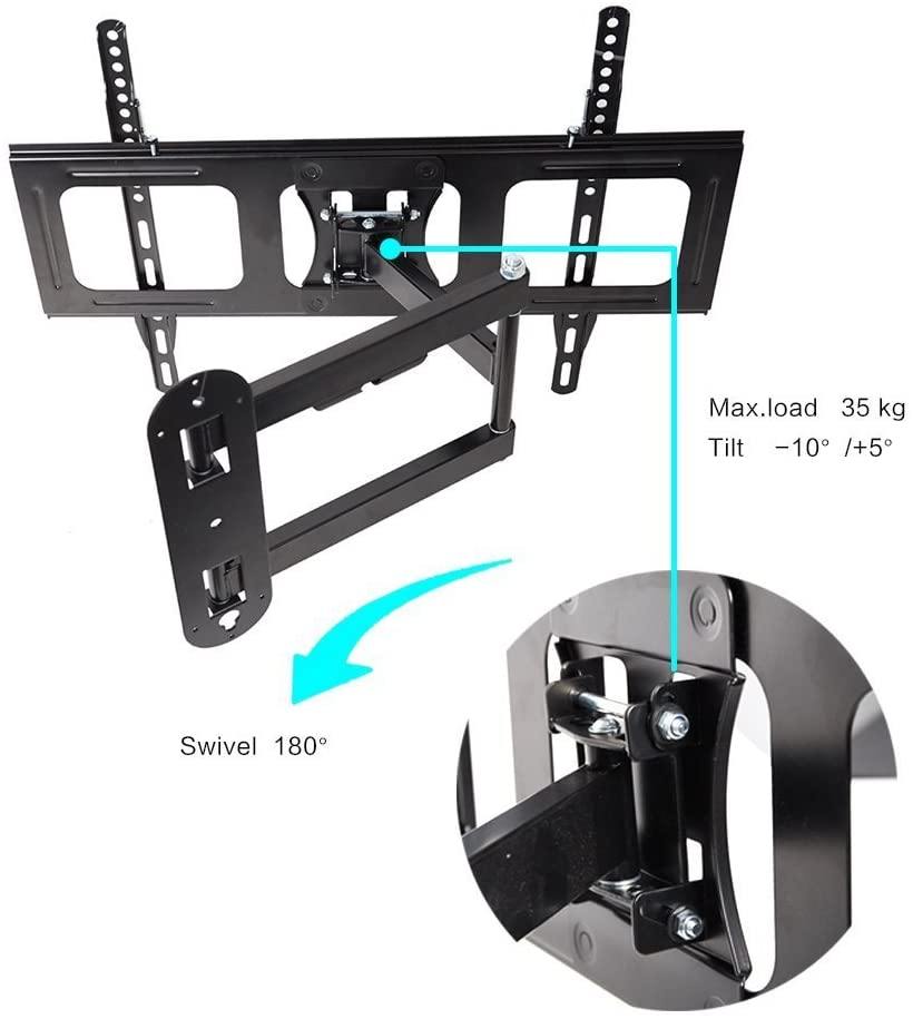 TV Wall Mount for 32-70 inch TV Adjustable TV Holder Up to VESA 600X400mm, Max load 77lbs, Tilt -10°/+5° , Black - Bosonshop