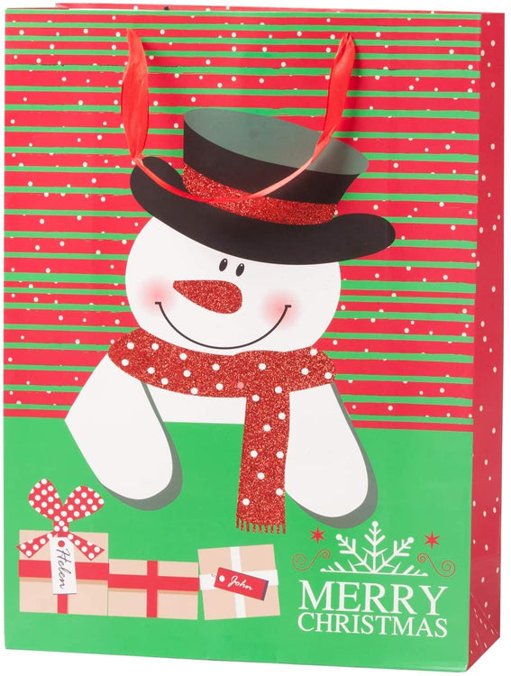 Christmas Paper Gift Bags Bulk Assortment 1 Dozen Holiday Themes Print Gift Bags with Handles 3 Sizes 4 Patterns Character
