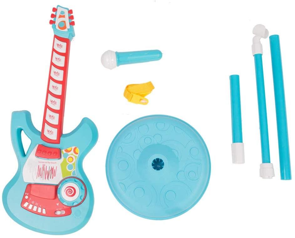 Musical Electric Guitar, Microphone, and Stand for Toddlers, Children, and Kids - Battery Operated - Bosonshop