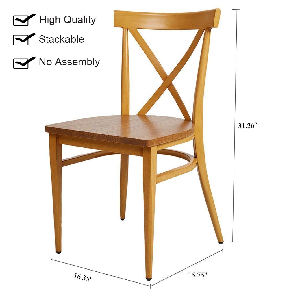 Bosonshop Stackable Side Chairs with Solid Wood Seat&Sturdy Metal Legs, Yellow