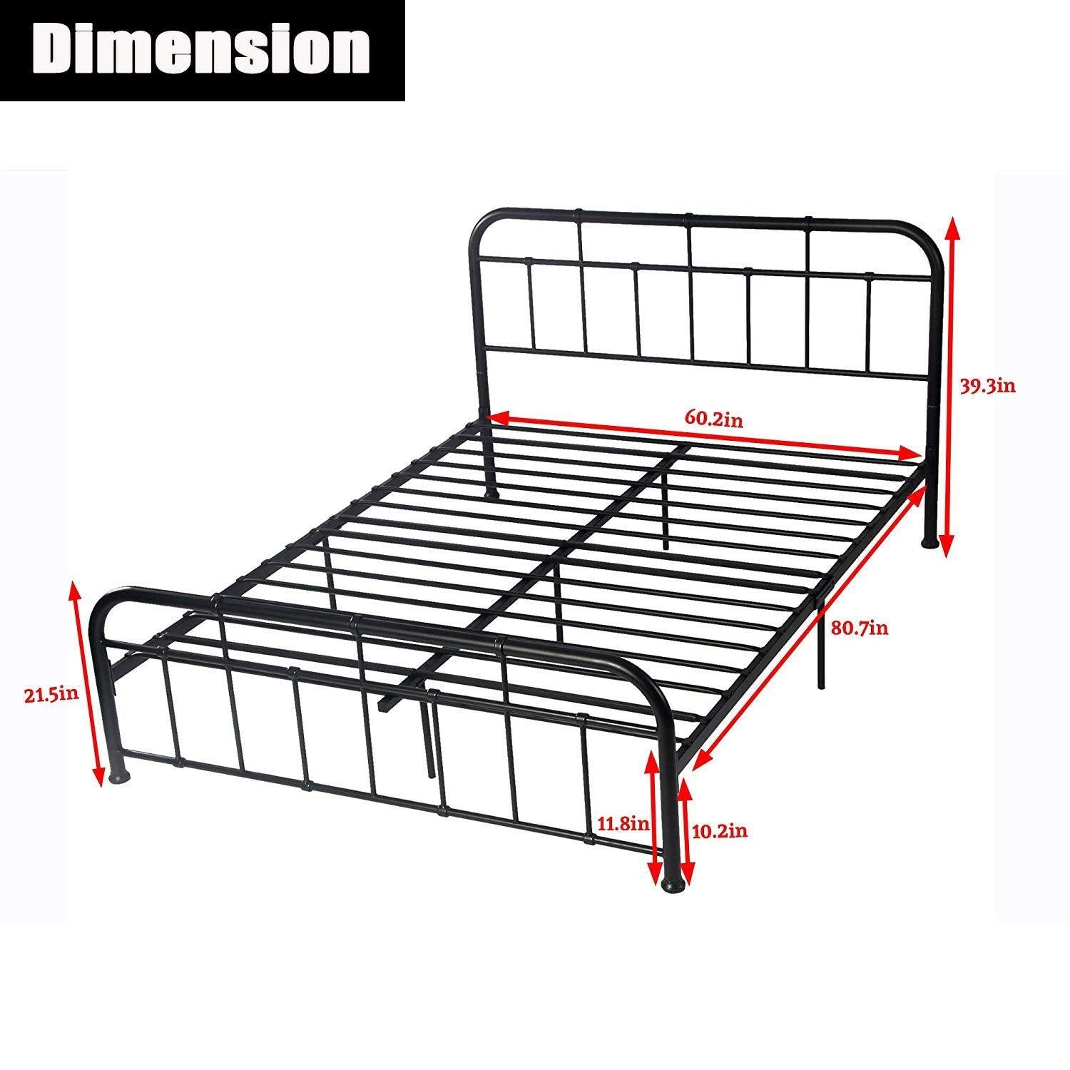 Bosonshop Mordern Queen Size Platform Bed with Frame, Black, 12inch