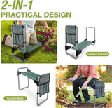 Garden Kneeler and Seat Button Folding Heavy Duty Gardening Bench with EVA Foam Kneeling Pad & Pouch