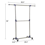 Bosonshop Single Rail Adjustable Clothes rack Lightweight Sturdy Hanging Garment Rack With Wheels