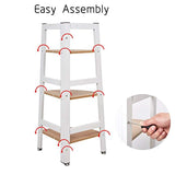 Bosonshop 3-Tier Wood Free Standing Corner Shelf with Metal Frame Oak&White