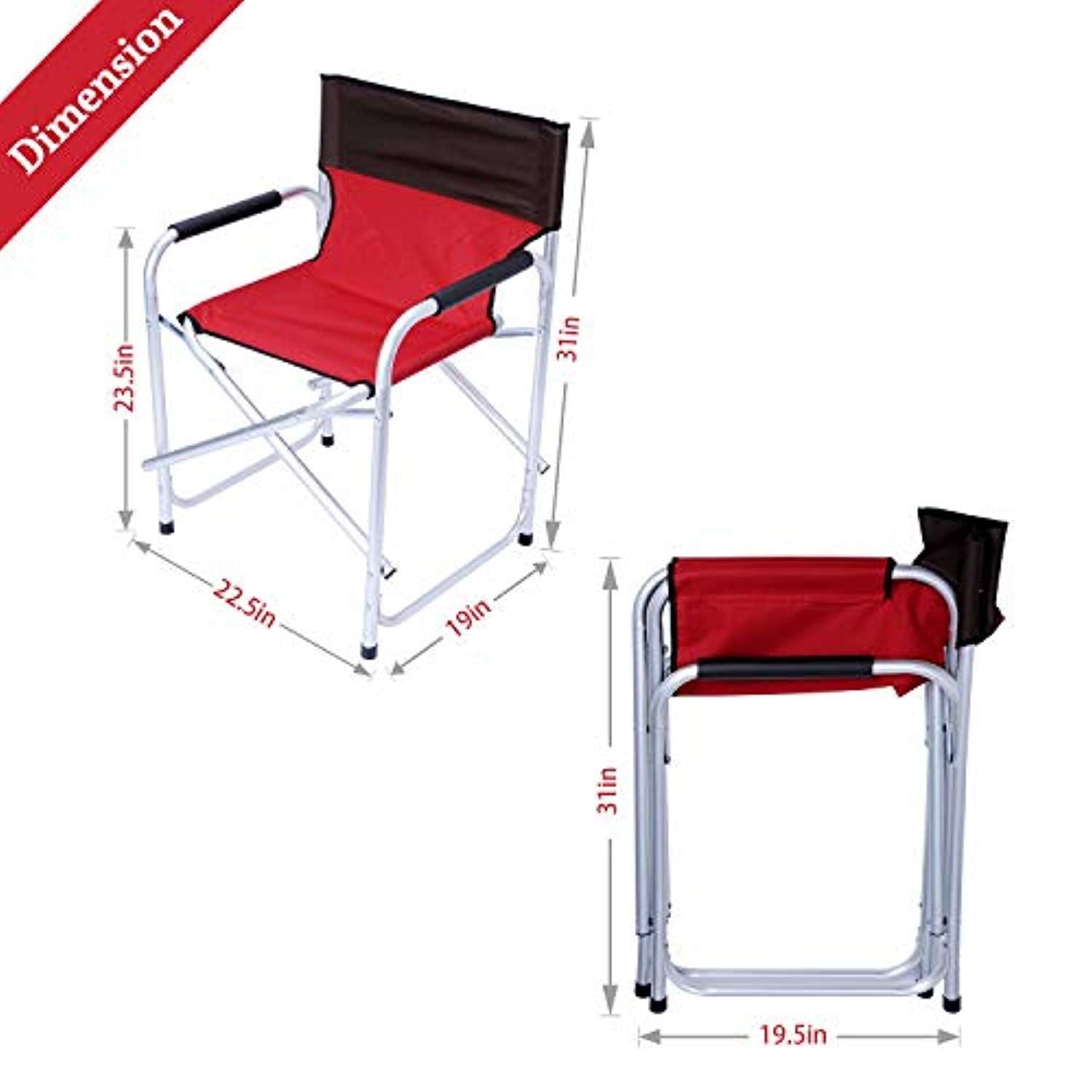 Bosonshop Folding Director's Chair Portable Aluminum Camping Chairs with Armrest for Outdoor Activity