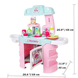 Bosonshop Kids Pretend Role Play Baby Doll Bath Table Nursery Care Playset Toy, Pink