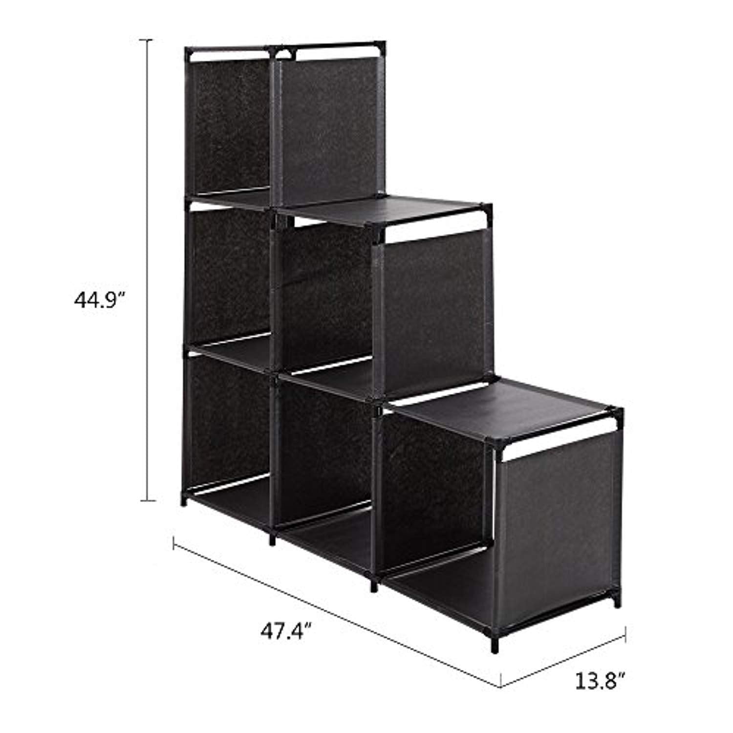 Bosonshop 3-Tier, 6-Cube Storage Cube Closet Organizer Shelf for Bedroom Living Room Office（Black）