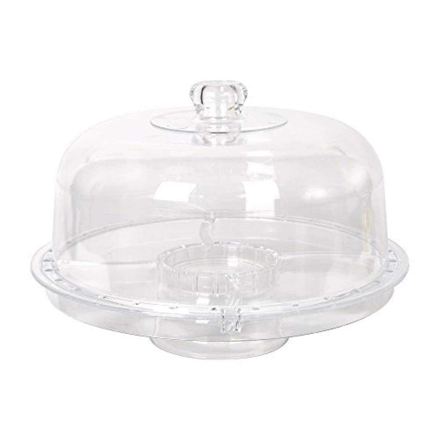 Bosonshop 6 in 1 Multifunctional Serving Platter and Cake Plate, Salad & Punch Bowl,Clear Acrylic, 12"