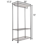 Bosonshop Garment Rack with Top and Bottom Shelves with Wheels,Black (72 inch)