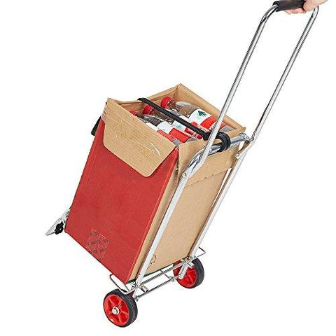 Bosonshop Aluminum Folding Hand Truck Multi-Use Cart for Luggage, with Wheels, 55lbs（Black）