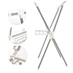 Bosonshop Folding Laundry Drying Rack Clothes Rack With Shelf Stainless Steel