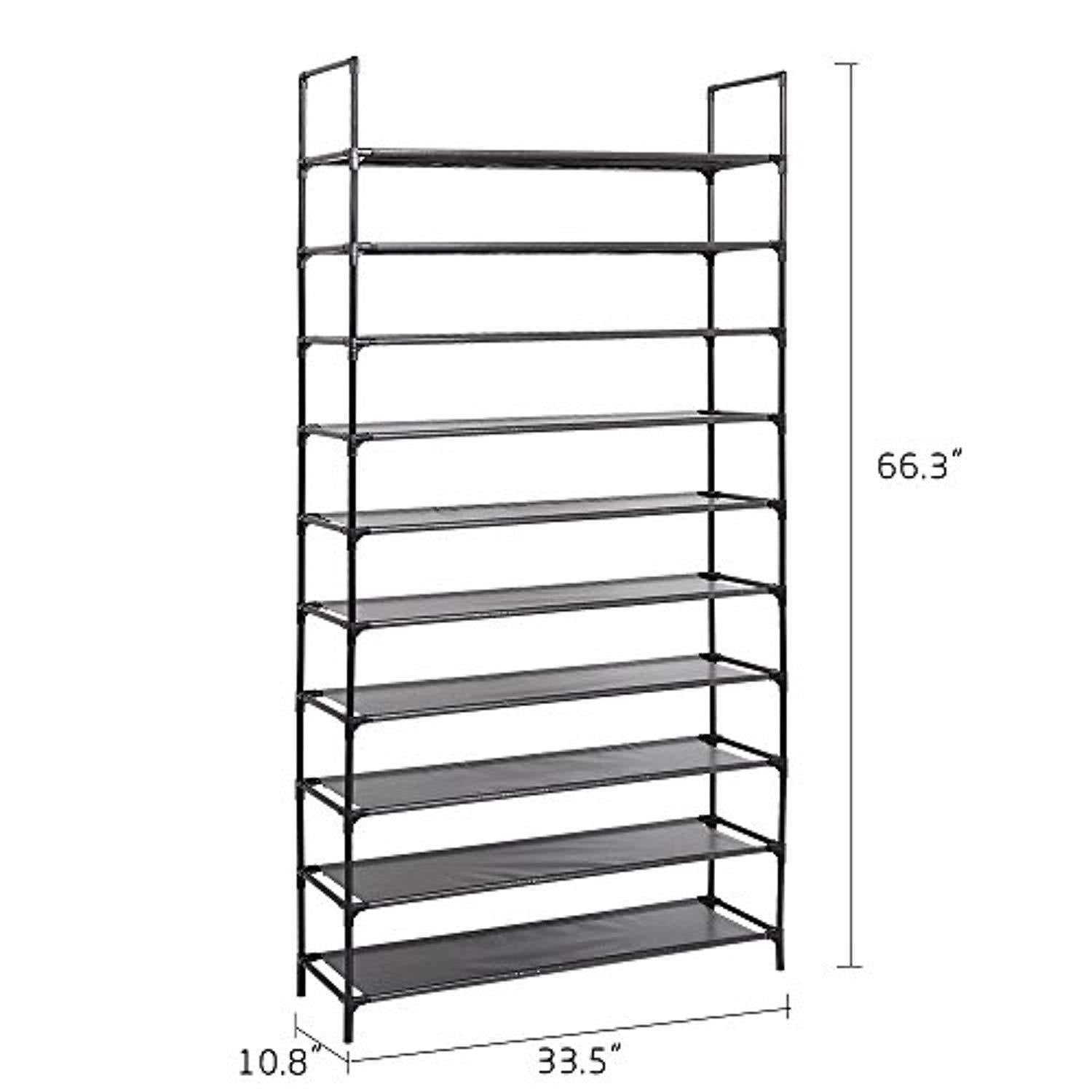 Bosonshop 10 Tiers Shoe Rack Free Standing Non Woven Fabric Shoe Tower Organizer Cabinet for Entryway