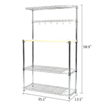 Bosonshop 4 Tier Baker's Rack Microwave Shelf,Kitchen Storage Free Standing Workstation with 6 hooks