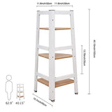 Bosonshop 3-Tier Wood Free Standing Corner Shelf with Metal Frame Oak&White