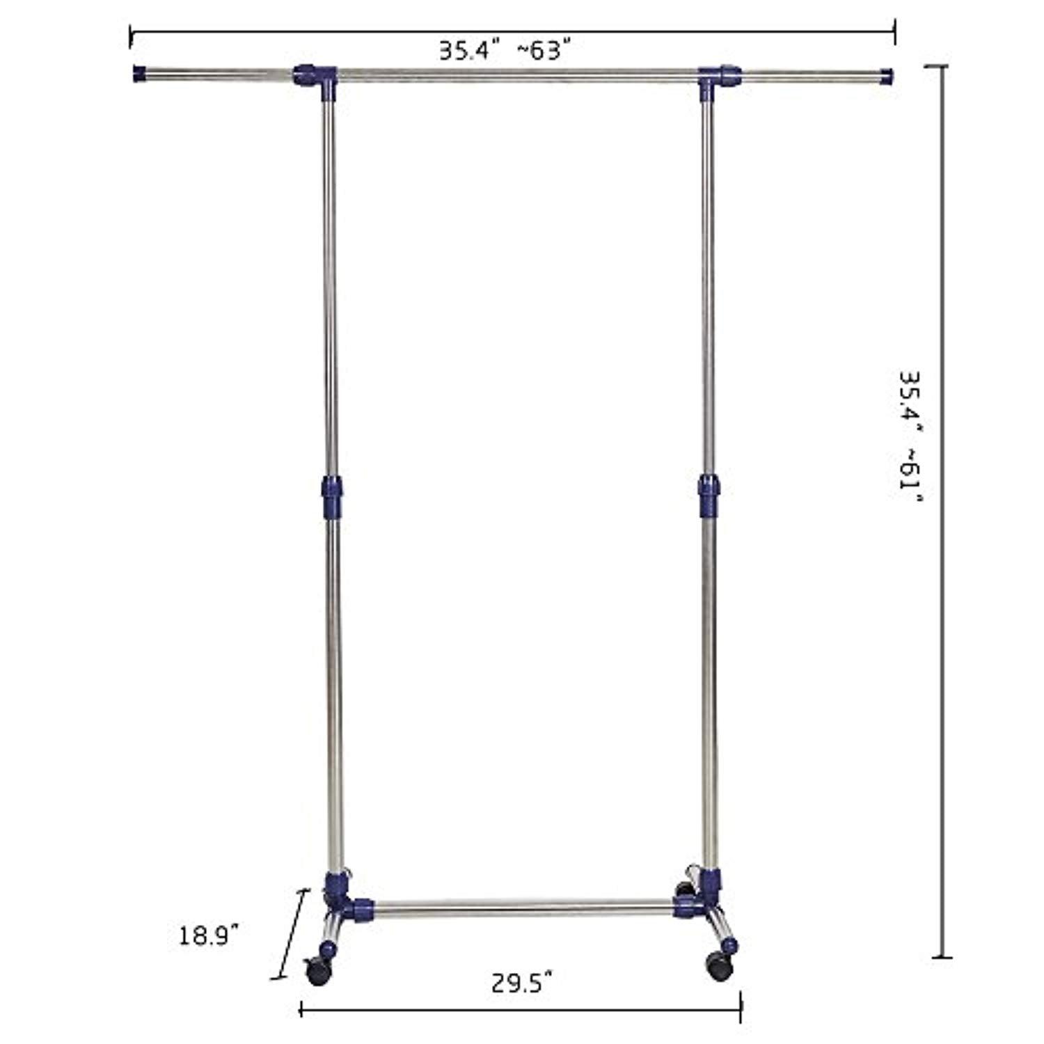 Bosonshop Rolling Clothes Rack Adjustable Garment Rack