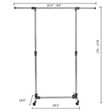 Bosonshop Rolling Clothes Rack Adjustable Garment Rack