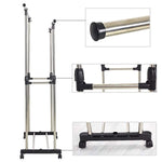 Bosonshop Adjustable Double Rail Heavy Duty Garment Rack Clothes Rack with Wheels Free Standing Black