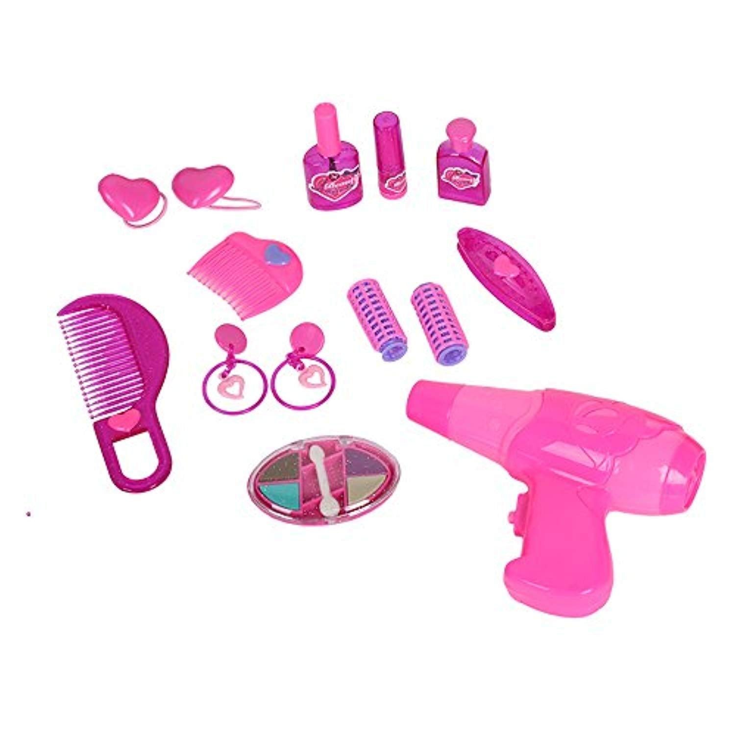 Bosonshop Pink Princess Pretend Play Dressing Table with Makeup Mirror,Music and Lights