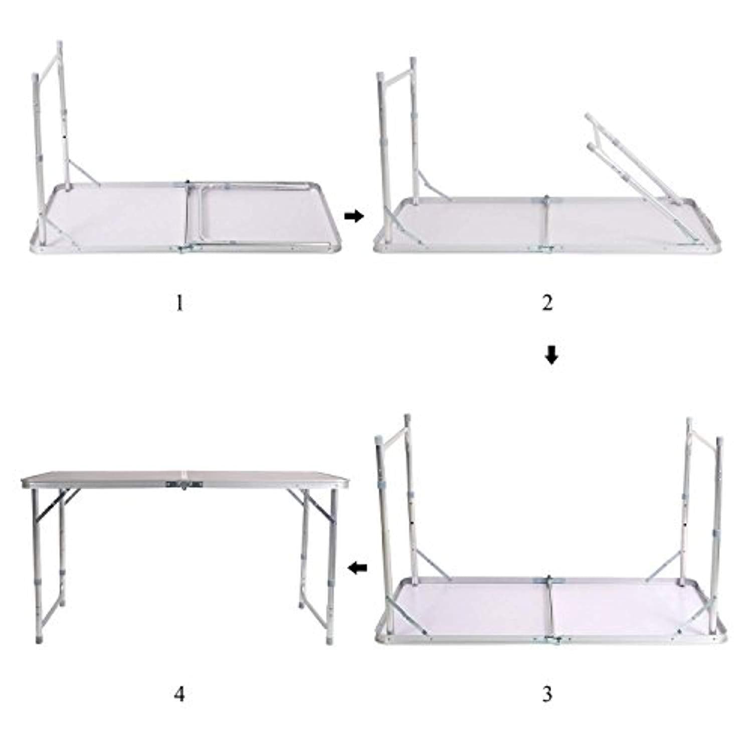 Bosonshop Portable Folding Outdoor Picnic Table, 4 Seats, Adjustable Camping Suitcase Table Set