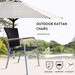 Lawn Dining Chair Set of 4 PE Wicker Patio Chairs Outdoor Furniture Lightweight Sturdy Stackable Chair with Aluminum Frame - Bosonshop