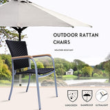Lawn Dining Chair Set of 4 PE Wicker Patio Chairs Outdoor Furniture Lightweight Sturdy Stackable Chair with Aluminum Frame - Bosonshop