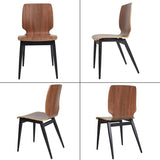 Bosonshop 4 Set Modern Dining Chairs Wooden Kitchen Side Chairs with Metal Legs