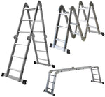 11.5 Feet Folding Multi-Ladder 12 Step Aluminum Extendable Ladder Scaffold Ladders, 330lbs Capacity - Bosonshop