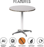 27.5" Round Aluminum Table Patio Backyard Bistro Table Anti-Rust Waterproof Outdoor Furniture, Living Room End Side Table - Bosonshop