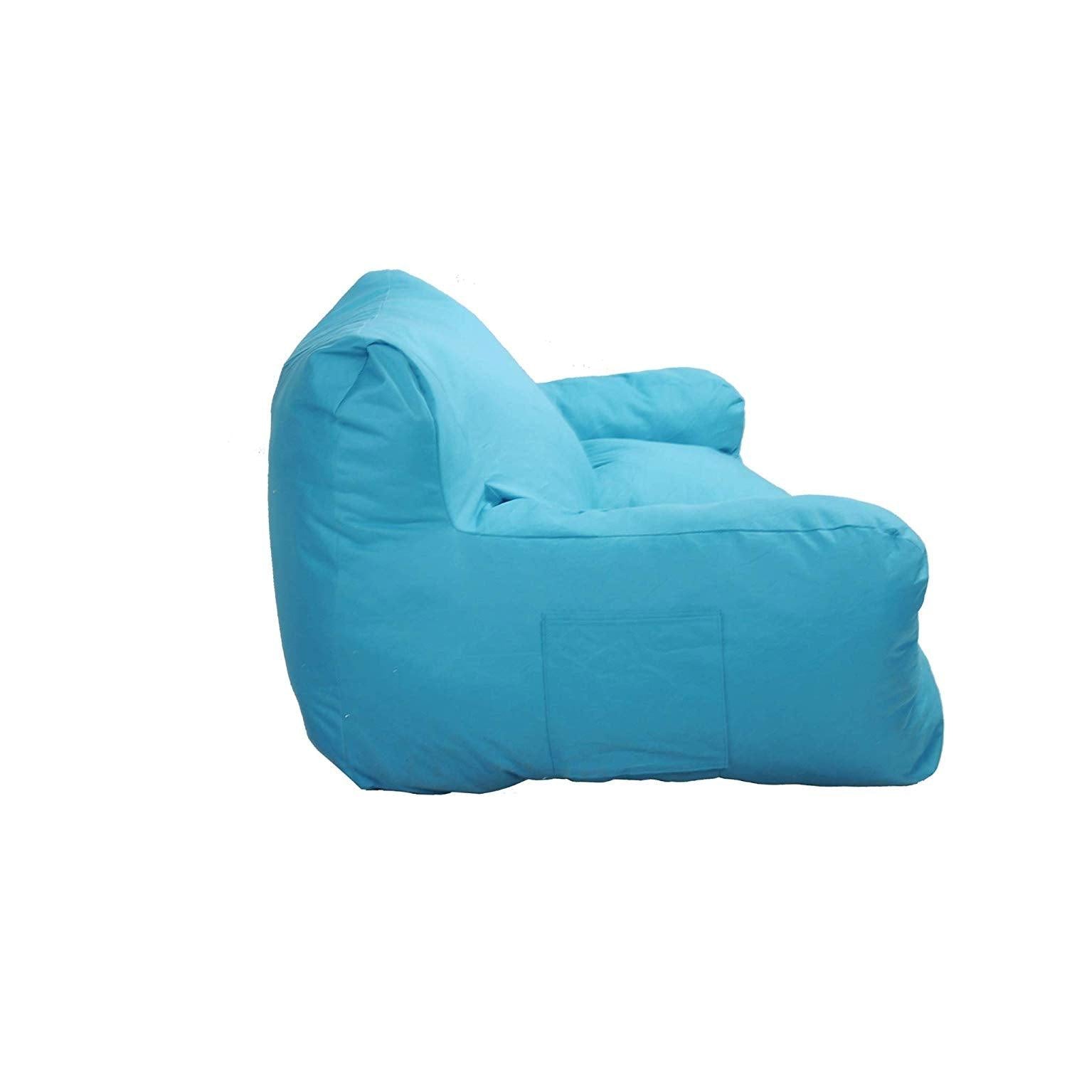 Bosonshop Bean Bag Chair Self-Rebound Sponge Double Child Seat 51" x 32" x 18" Blue