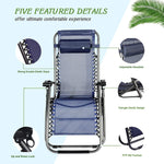 Bosonshop Adjustable Zero Gravity Patio Lounge Chairs 2PC Blue