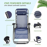 Bosonshop Adjustable Zero Gravity Patio Lounge Chairs 2PC Blue