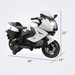 Bosonshop 12V Cool Ride On Kids Electric Motorcycle Driving Toy Car with Two Big Wheels for Boys, White