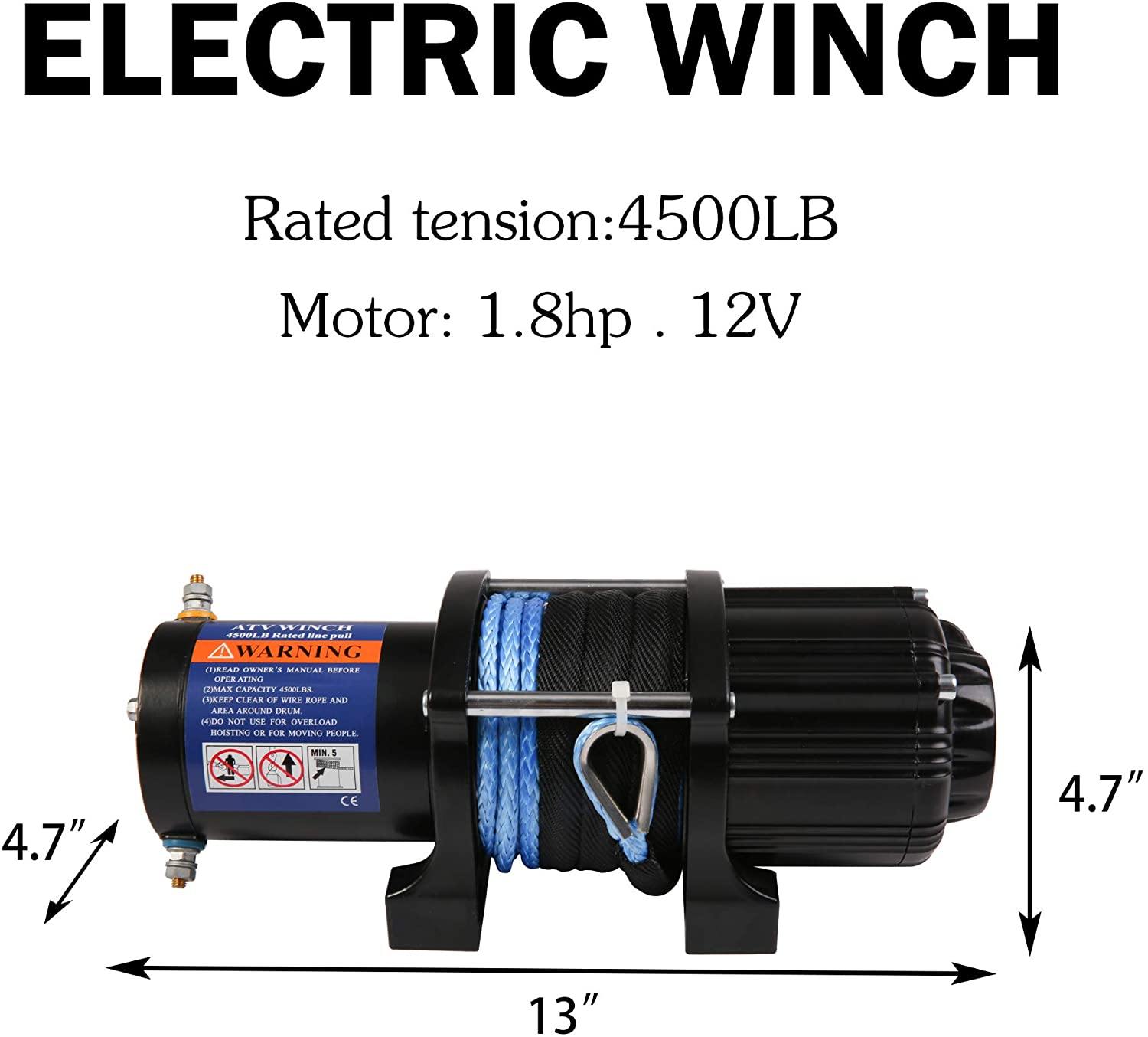 4500lbs Electric Winch 12V DC ATV Winch, Steel Rope with Wireless Handheld Remote, Waterproof - Bosonshop