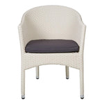 Patio Rattan Chair Set of 2 Stackable Coffee Dining Wicker Chair with Cushions & Arm, White - Bosonshop