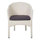 Patio Rattan Chair Set of 2 Stackable Coffee Dining Wicker Chair with Cushions & Arm, White - Bosonshop