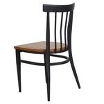 Bosonshop 2 Packs Slat Back Dining Chairs Metal Leg Side Chairs with Wood Seat, Black