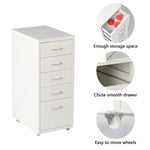 5 Drawer Chest Metal Storage Dresser Cabinet for Home Office Cabinets, White - Bosonshop