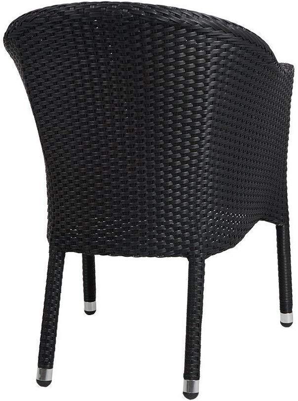 Patio Rattan Chair Set of 2 Stackable Coffee Dining Wicker Chair with Cushions & Arm, Black - Bosonshop
