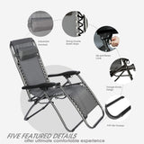 Bosonshop Zero Gravity Patio Adjustable Folding Reclining Chair with Pillow, 2PC Grey