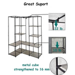 Bosonshop Wardrobe Storage Organizer with Metal Shelves and Dustproof Non-Woven Fabric Cover in Gray