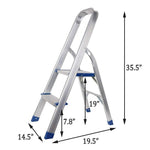 Bosonshop Foldable Household Aluminium 2 Step Ladder Silver For Kithcen, Garage Strong and durable