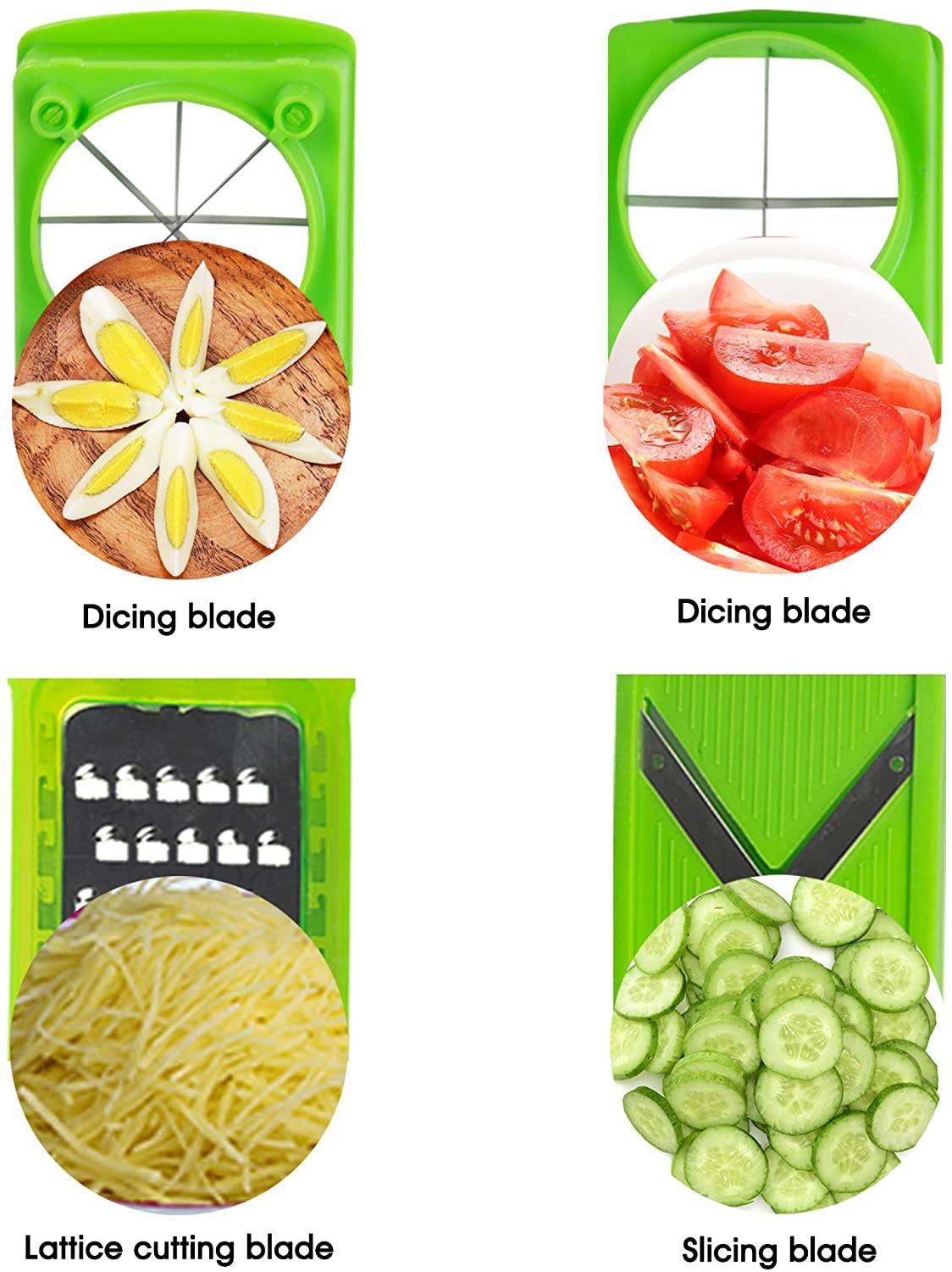 Salad Chopper Kitchen Manual Food Chopper Vegetable Veggie Cutter including Food Container Peeler Julienne and Slicer, Stainless Steel - Bosonshop