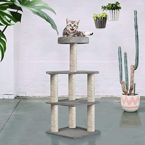 37.4" Multi-Level Carpeted Cat Scratching Post Pet- Grey - Bosonshop